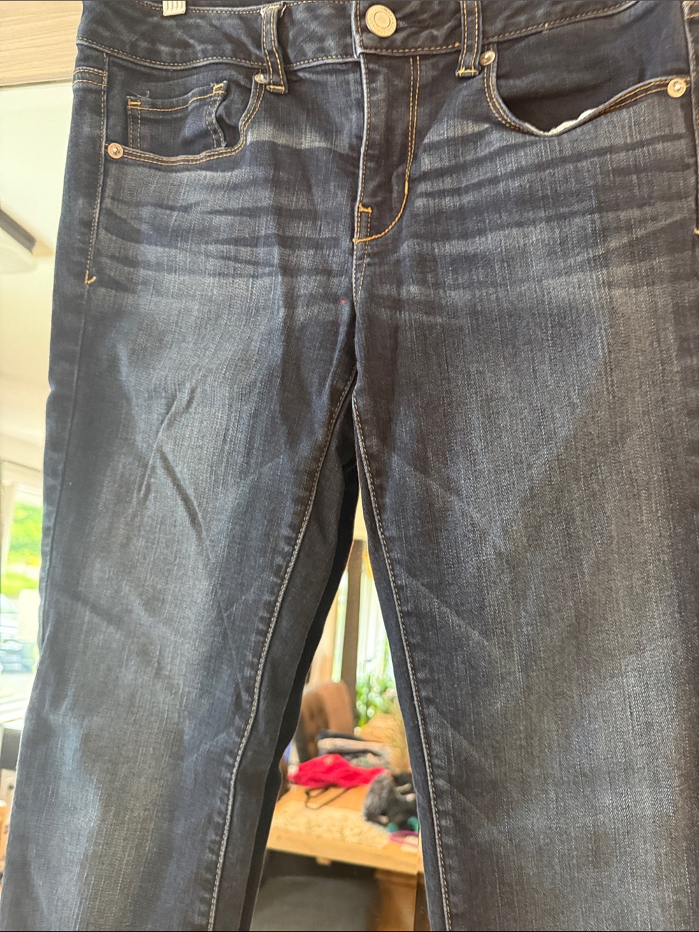 American Eagle Outfitters Dark Blue Straight-Leg Women’s Jeans - Picture 3 of 6